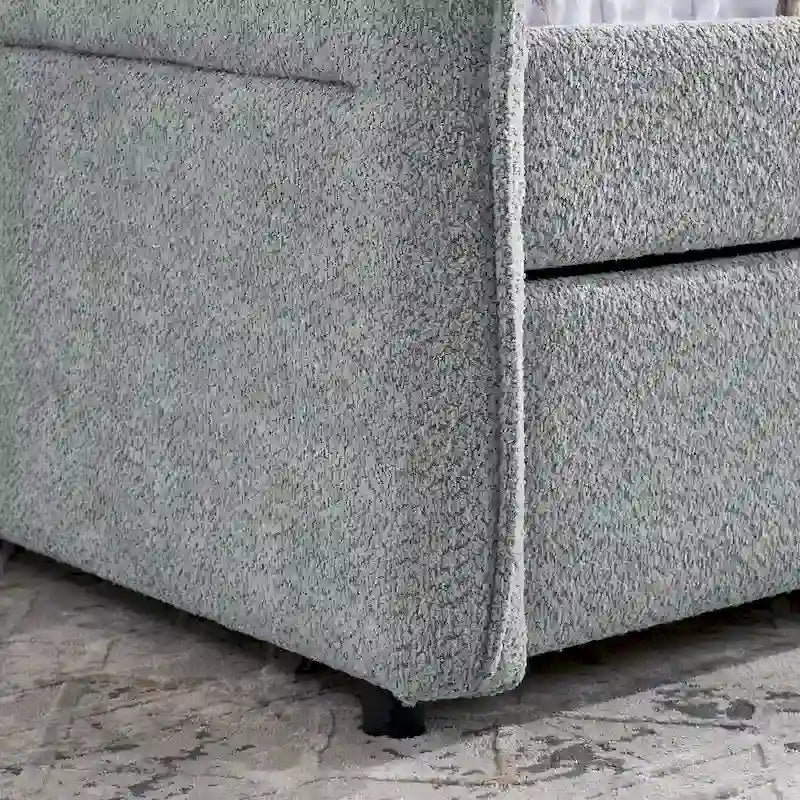 Lettino imbottito in Bouclé con letto estraibile