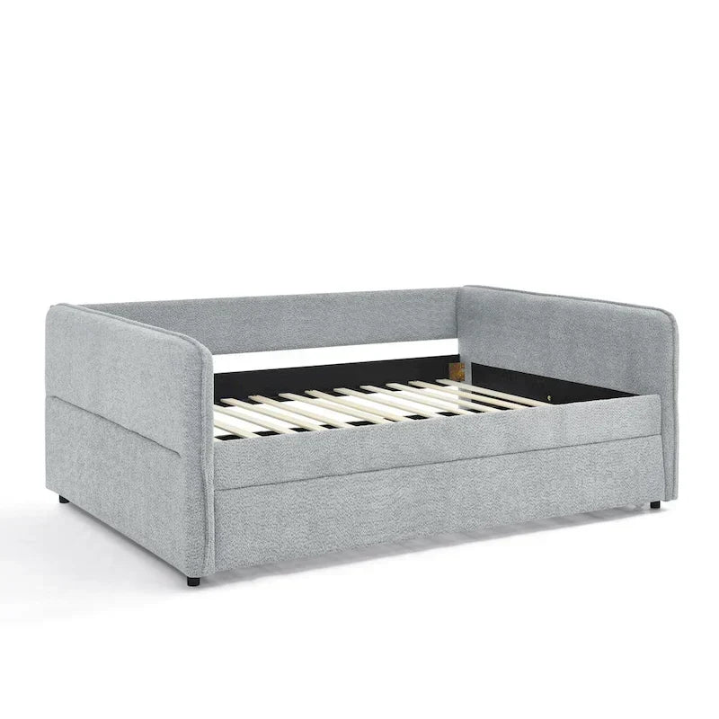 Lettino imbottito in Bouclé con letto estraibile