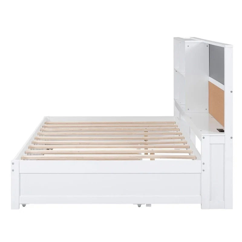 Divano letto singolo in pino con lavagna, USB e letto estraibile