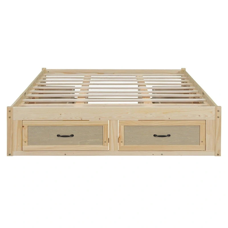 Letto a piattaforma Queen Size con 6 cassetti portaoggetti, bianco anticato