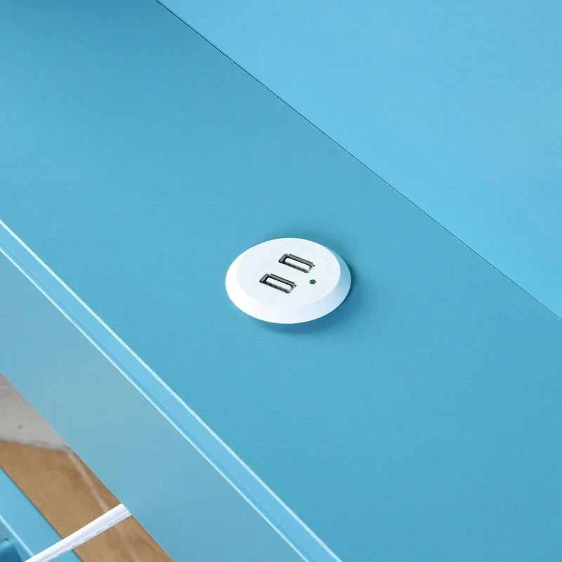 Letto a giorno in metallo matrimoniale con rotelle matrimoniali, mensole portaoggetti, porte USB