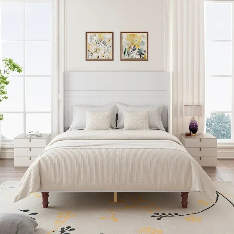 Lit plateforme Queen avec tête de lit haute et dossier confortable