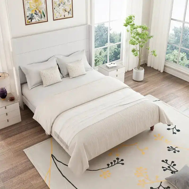 Lit plateforme Queen avec tête de lit haute et dossier confortable