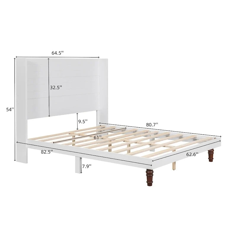 Lit plateforme Queen avec tête de lit haute et dossier confortable