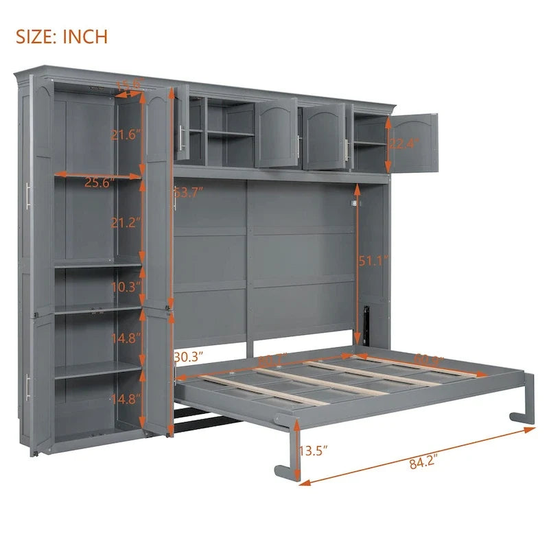 Lit escamotable Queen Smart Murphy avec armoire et rangements, système personnalisable