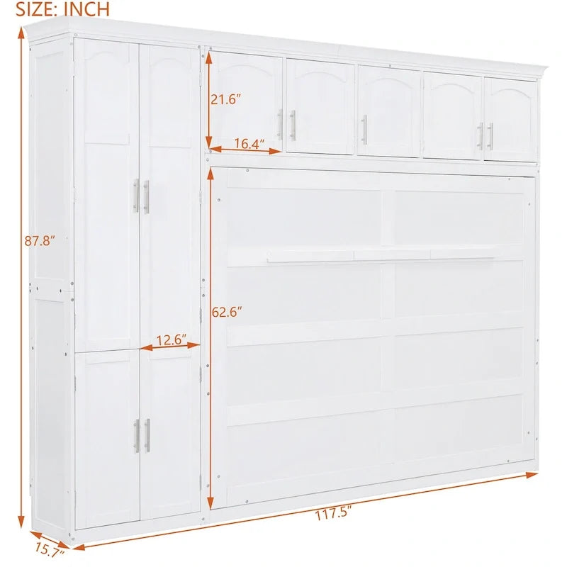 Lit escamotable Queen Smart Murphy avec armoire et rangements, système personnalisable