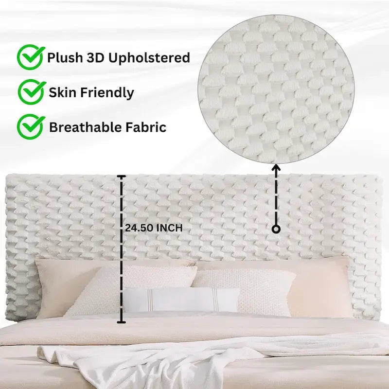 Lit plateforme complet avec tête de lit réglable, Tissu Dove