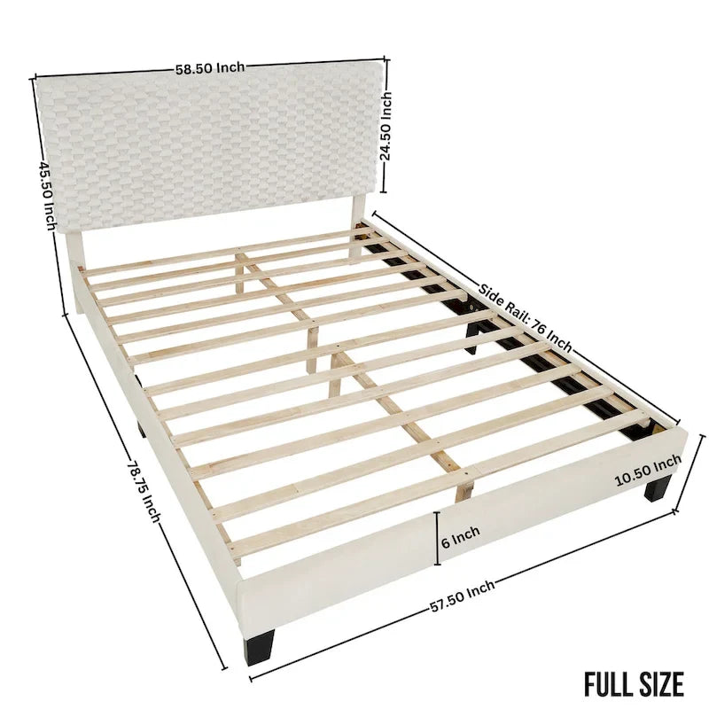 Lit plateforme complet avec tête de lit réglable, Tissu Dove