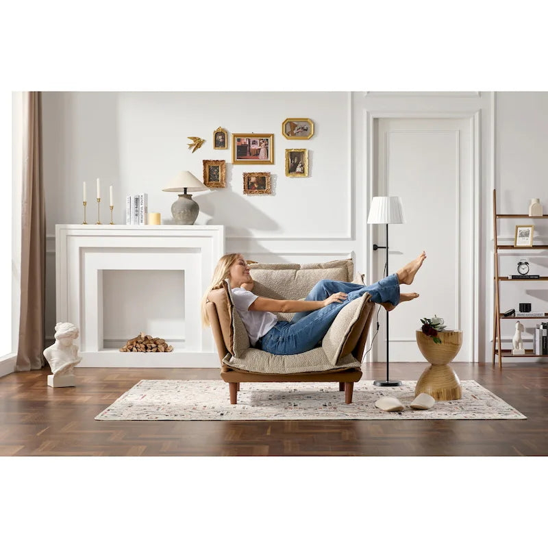 Modern Style Chenille Oversized Armchair Accent Chair Single Sofa Lounge Chair for Living Room, Bedroom