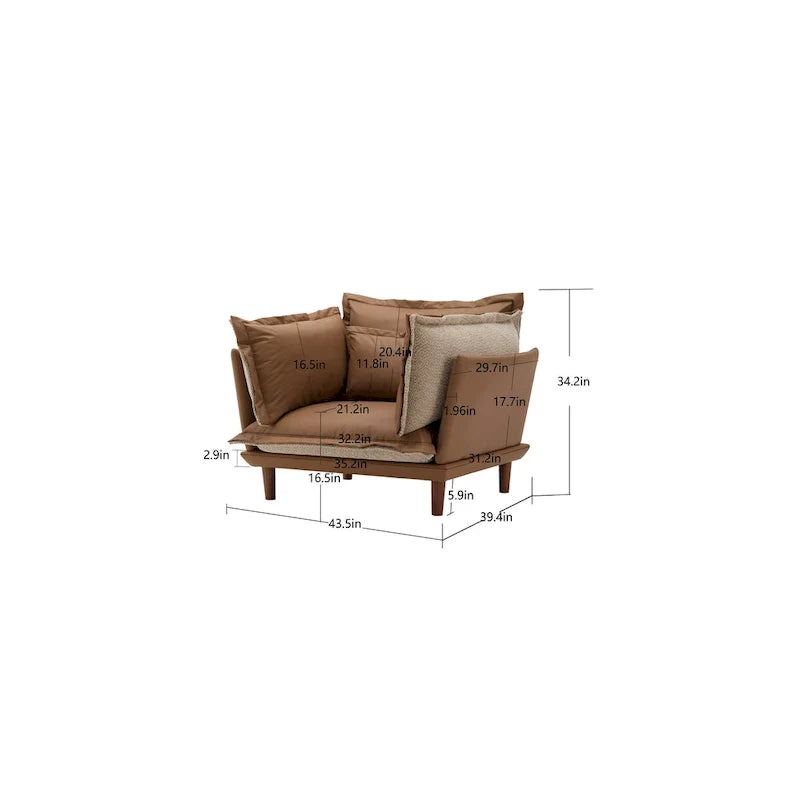 Modern Style Chenille Oversized Armchair Accent Chair Single Sofa Lounge Chair for Living Room, Bedroom