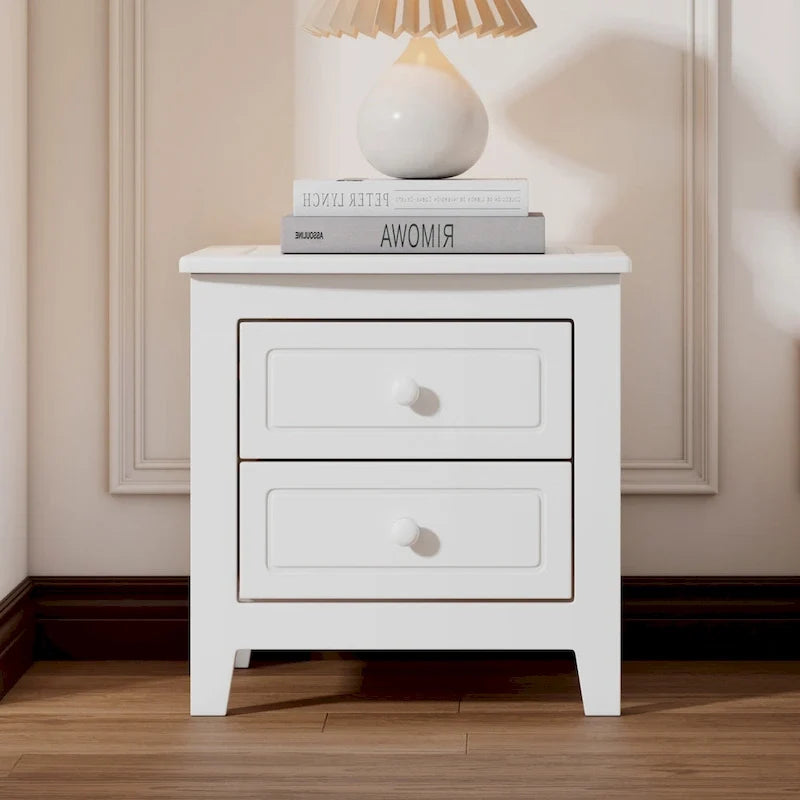 Comodino Roomfitters a 2 cassetti per camera da letto, comodino retrò di metà secolo dal design classico