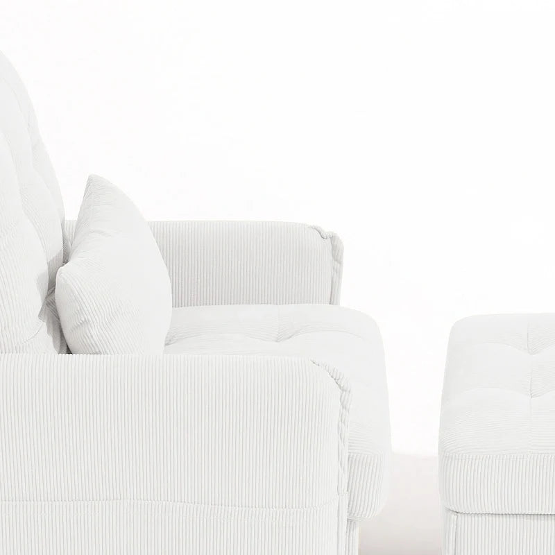 Fauteuil d'appoint rembourré à dossier réglable avec pouf de rangement