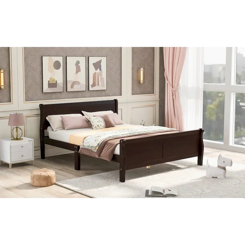 Letto a piattaforma matrimoniale in legno con testiera e doghe in legno, bianco