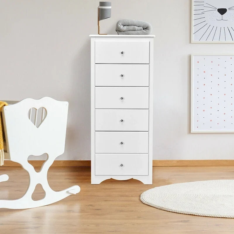 Gymax Cassettiera a 6 cassetti per vestiti, mobile alto per camera da letto