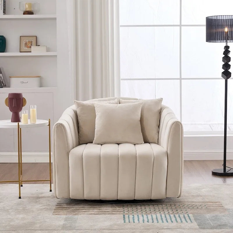 40.35W Upholstered Oversized 360 Swivel Accent Barrel Chair