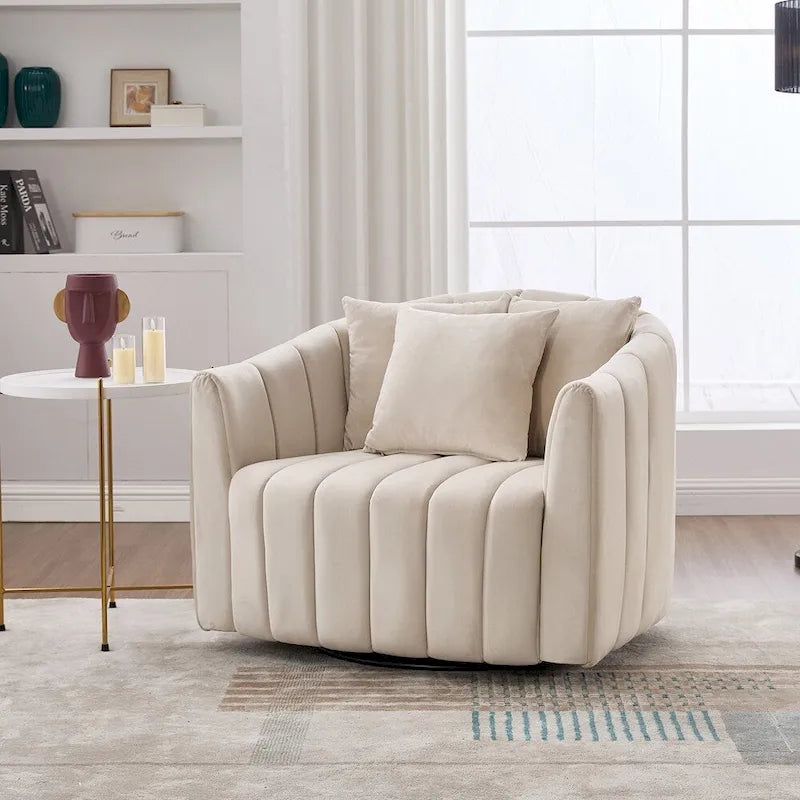40.35W Upholstered Oversized 360 Swivel Accent Barrel Chair
