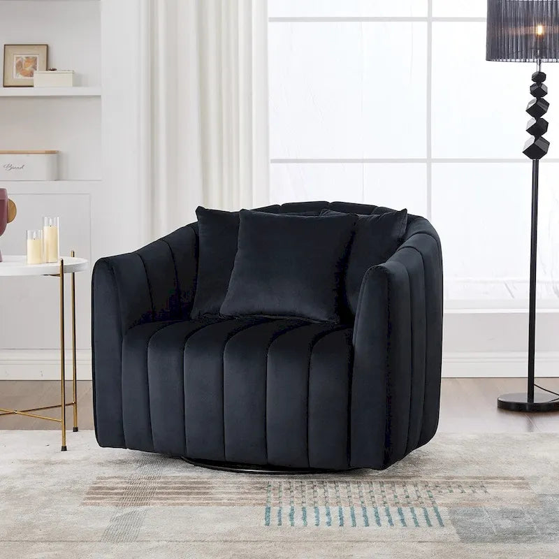 40.35W Upholstered Oversized 360 Swivel Accent Barrel Chair