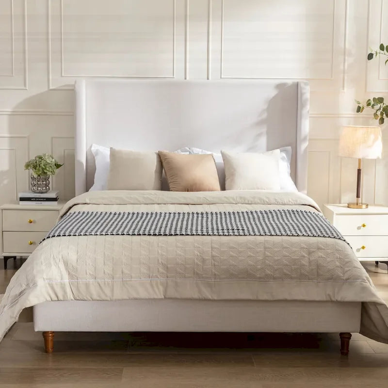 Graceful Wingback Upholstered King Bed for Dreamy Nights