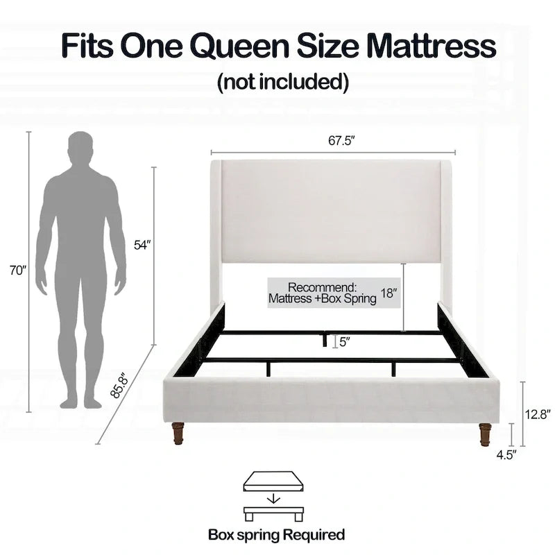 Graceful Wingback Upholstered King Bed for Dreamy Nights