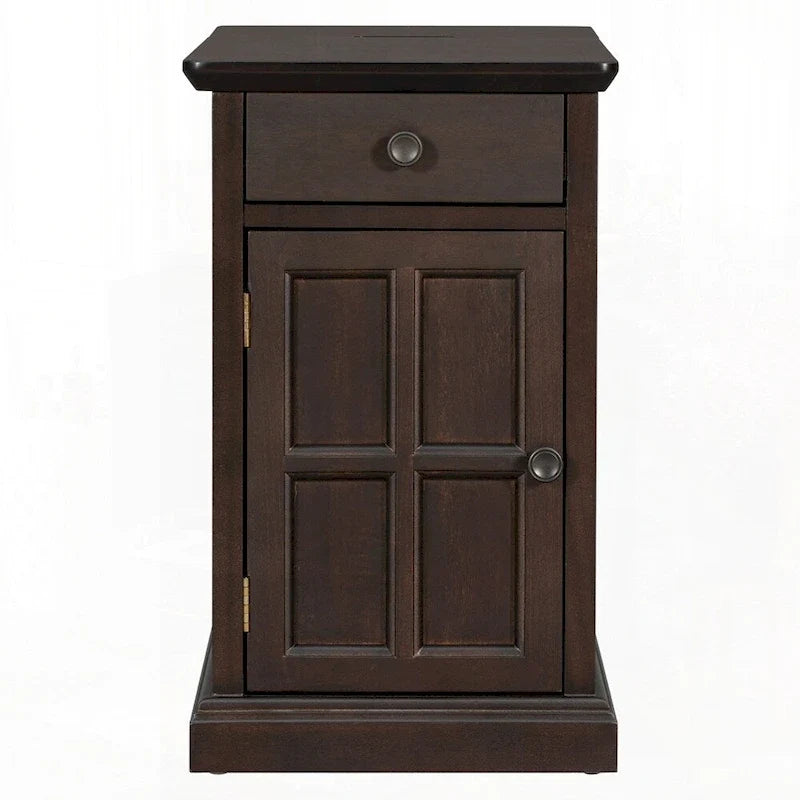 Table d'appoint avec ports USB et un tiroir multifonctionnel avec porte-gobelets