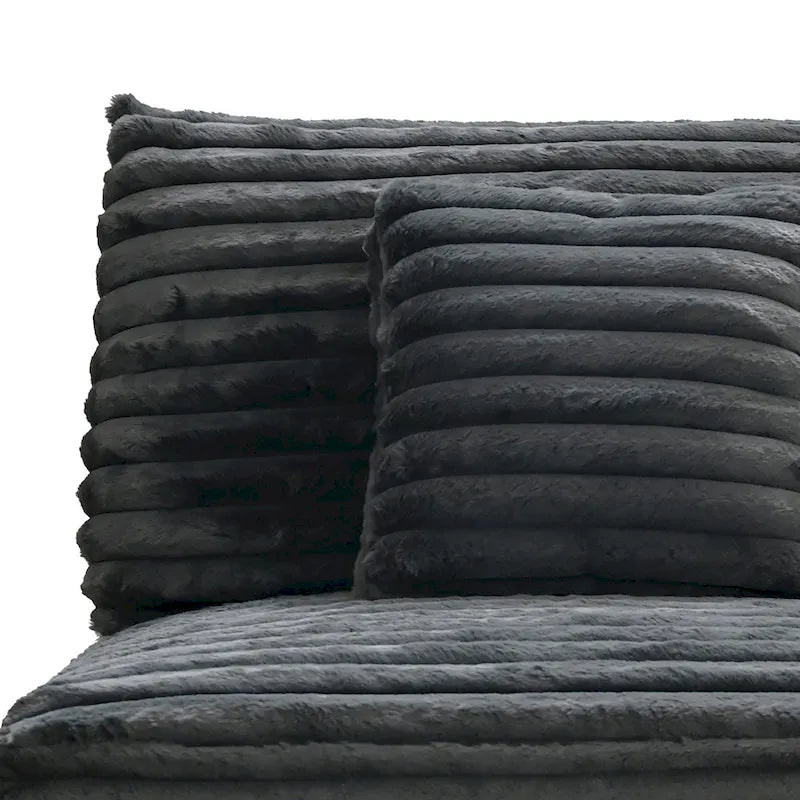 Ezo Armless Accent Chair, Dark Gray Polyester Corduroy, Soft Cushioned