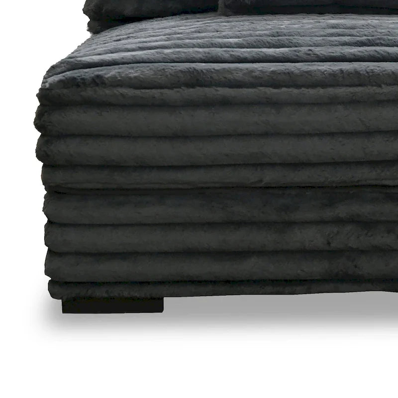 Ezo Armless Accent Chair, Dark Gray Polyester Corduroy, Soft Cushioned