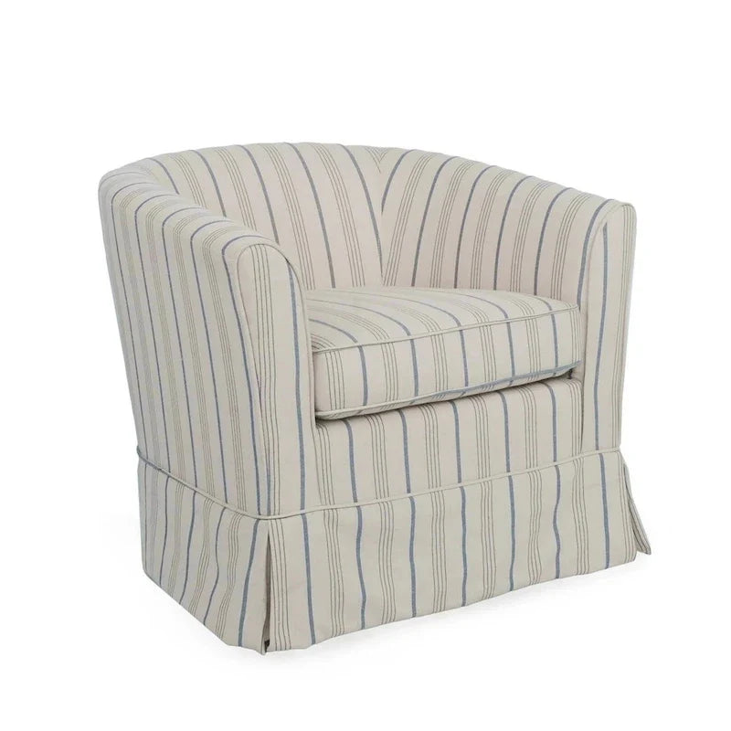 Accent Swivel Chair, Modern Round Barrel Back, Soft White Gray Fabric