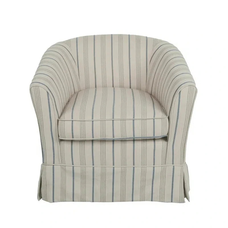 Accent Swivel Chair, Modern Round Barrel Back, Soft White Gray Fabric