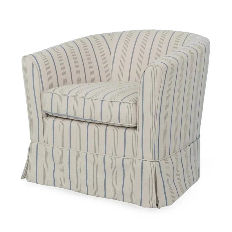 Accent Swivel Chair, Modern Round Barrel Back, Soft White Gray Fabric