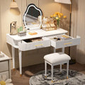 Ensemble coiffeuse avec tabouret rembourré, coiffeuse avec miroir LED tactile, table de maquillage avec 2 tiroirs