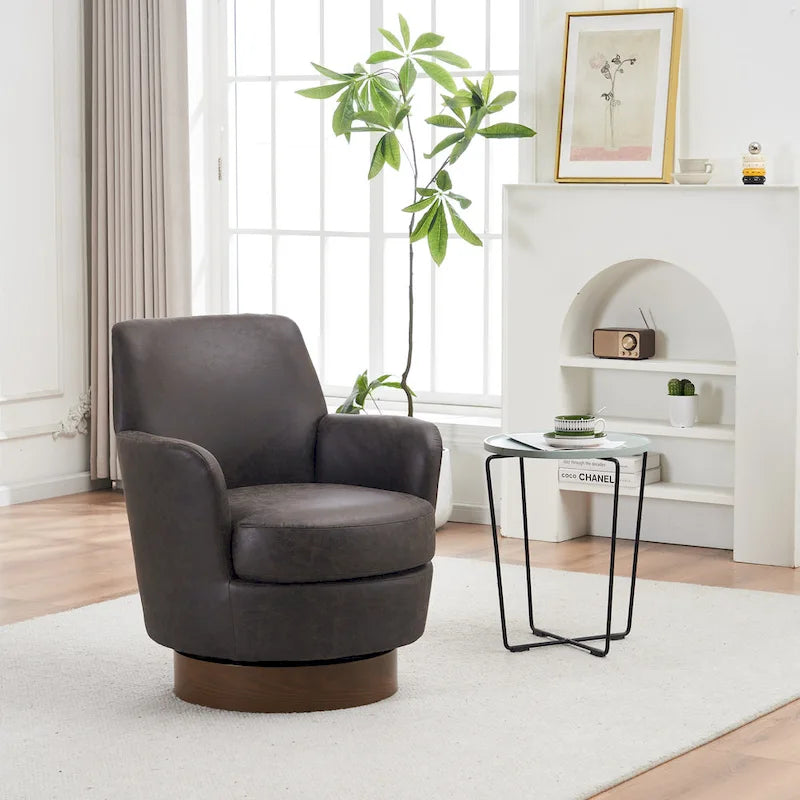 360 Degree PU Leather Swivel Accent Chairs for Living Room,Bedroom