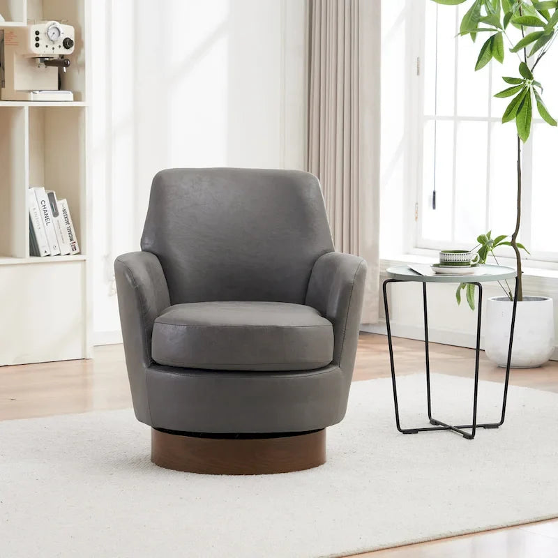 360 Degree PU Leather Swivel Accent Chairs for Living Room,Bedroom