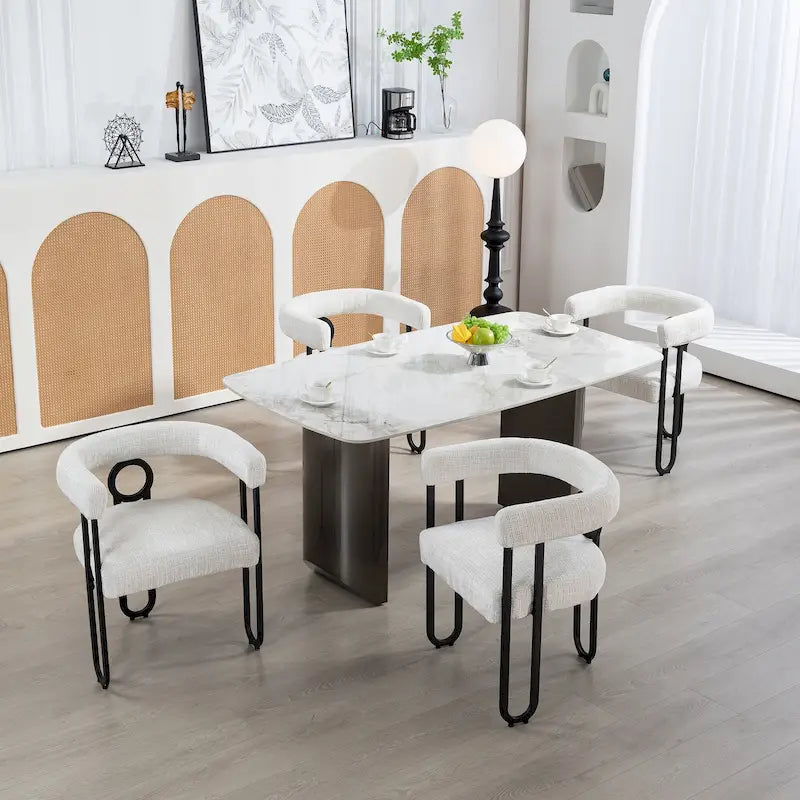 Lot de 2 chaises de salle à manger rembourrées en cuir PU avec pieds en métal