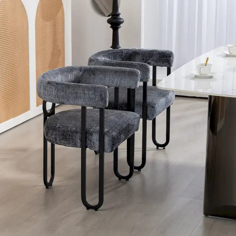 Lot de 2 chaises de salle à manger rembourrées en cuir PU avec pieds en métal
