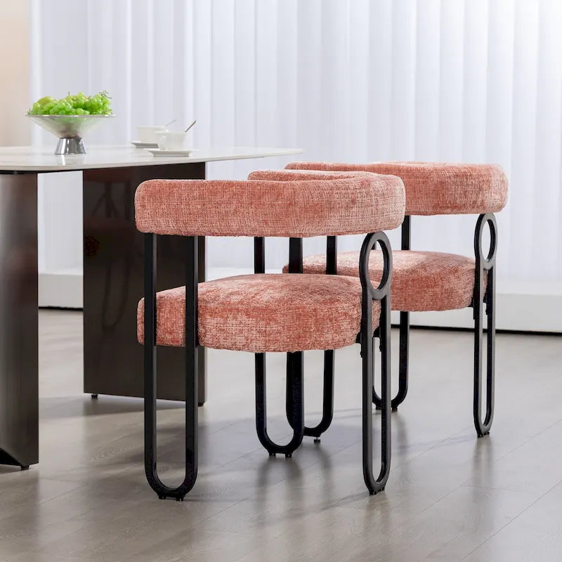 Lot de 2 chaises de salle à manger rembourrées en cuir PU avec pieds en métal
