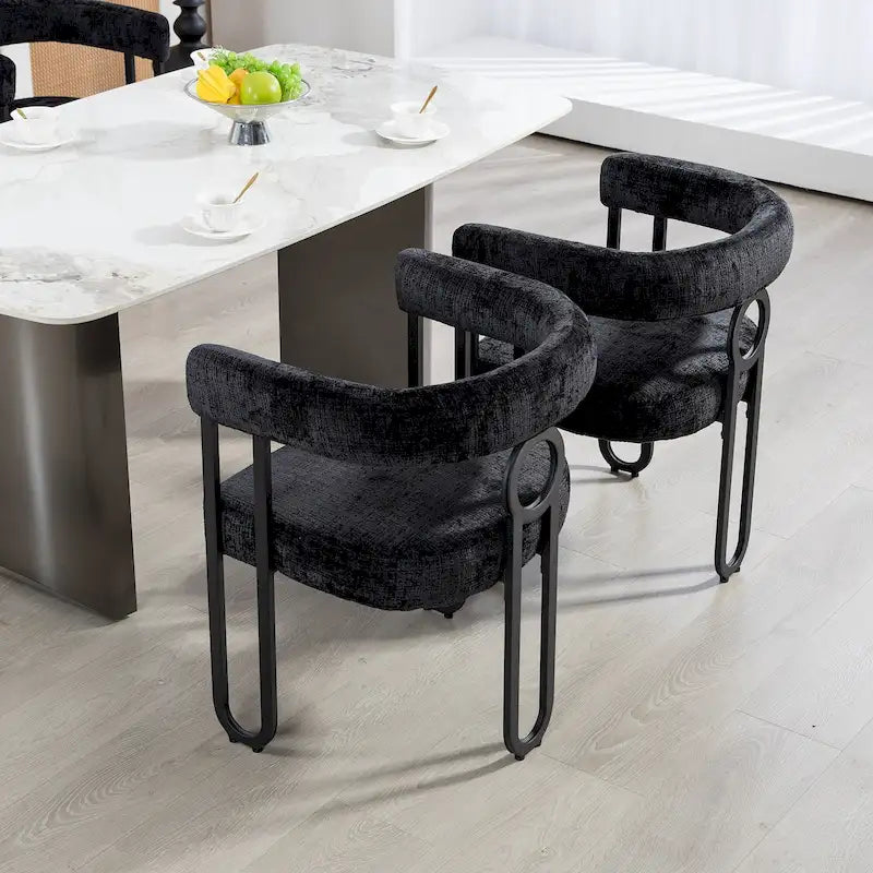 Lot de 2 chaises de salle à manger rembourrées en cuir PU avec pieds en métal