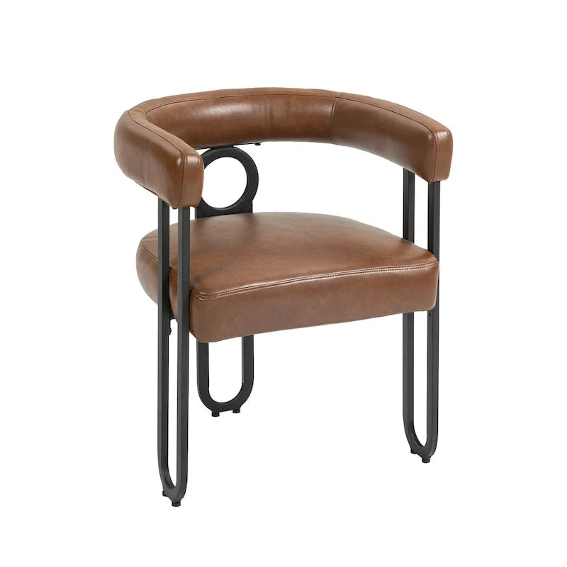 Lot de 2 chaises de salle à manger rembourrées en cuir PU avec pieds en métal