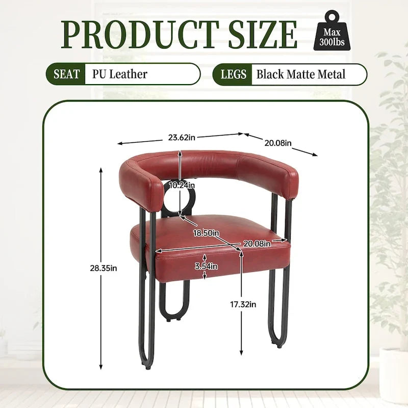 Lot de 2 chaises de salle à manger rembourrées en cuir PU avec pieds en métal