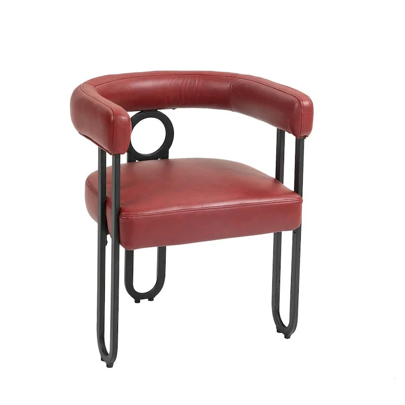 Lot de 2 chaises de salle à manger rembourrées en cuir PU avec pieds en métal