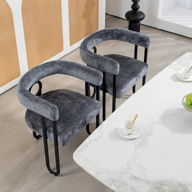 Lot de 2 chaises de salle à manger rembourrées en cuir PU avec pieds en métal