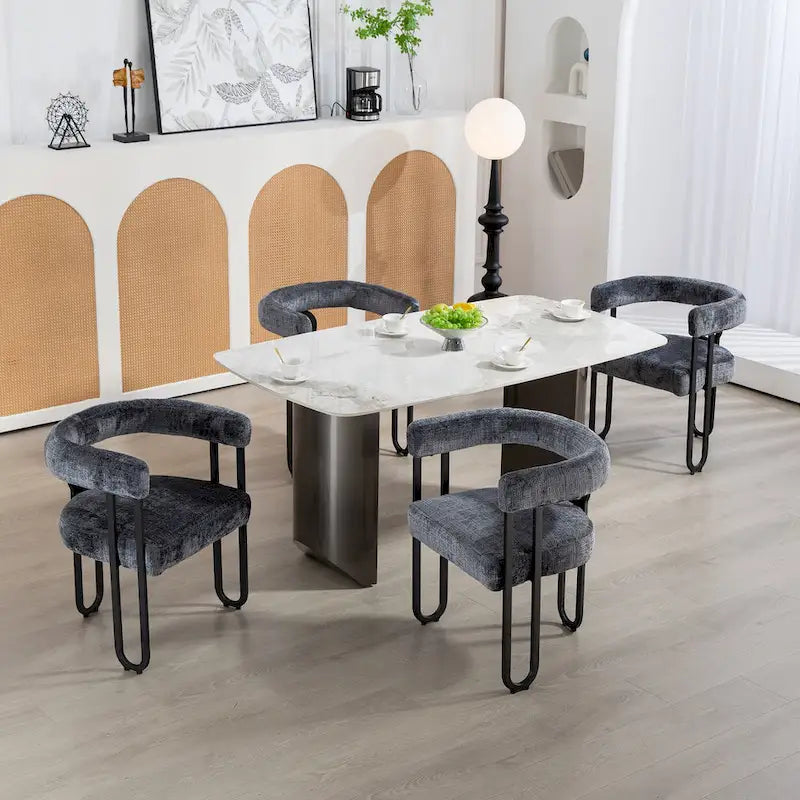 Lot de 2 chaises de salle à manger rembourrées en cuir PU avec pieds en métal