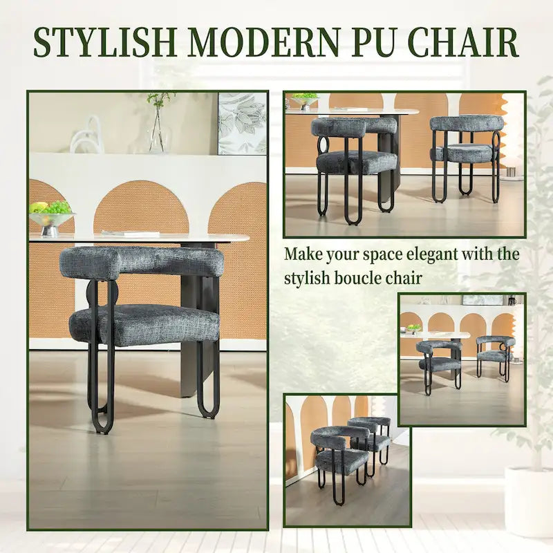 Lot de 2 chaises de salle à manger rembourrées en cuir PU avec pieds en métal