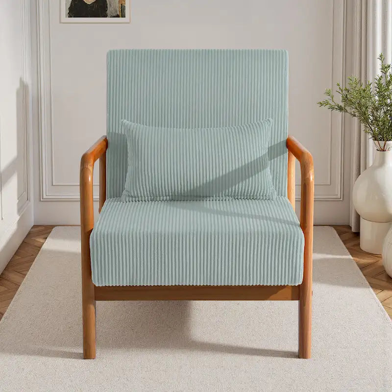 Fauteuil d'appoint en velours côtelé en bois massif Uixe Mid-Century