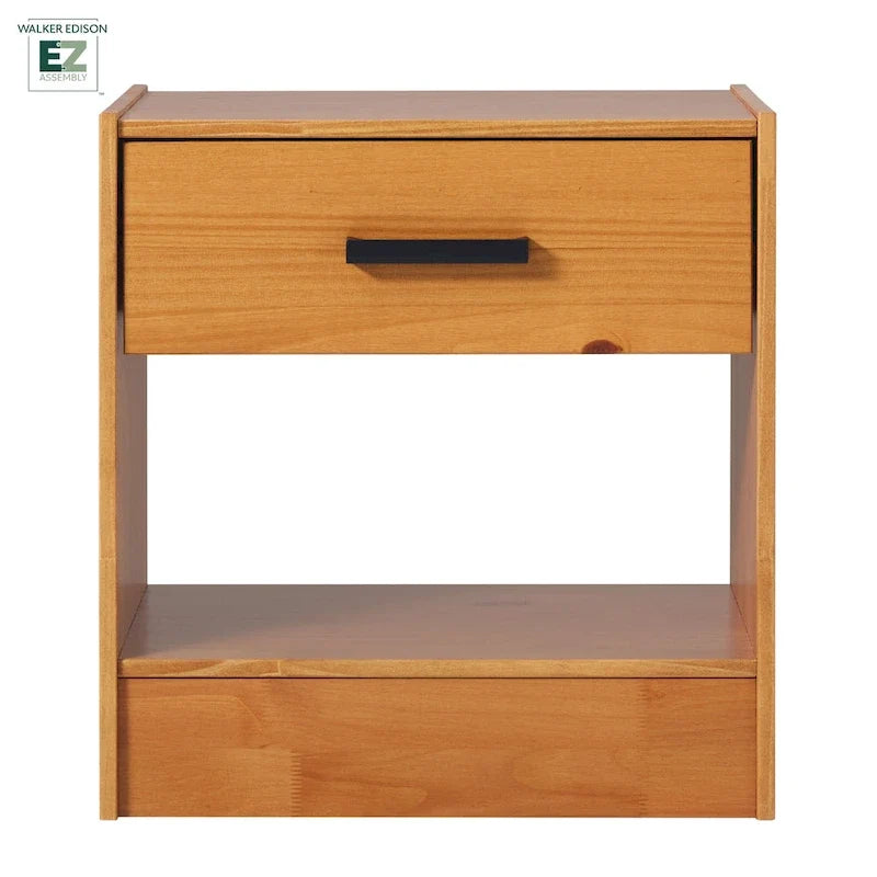 Comodino moderno Walker Edison con 1 cassetto in legno massello e montaggio facile