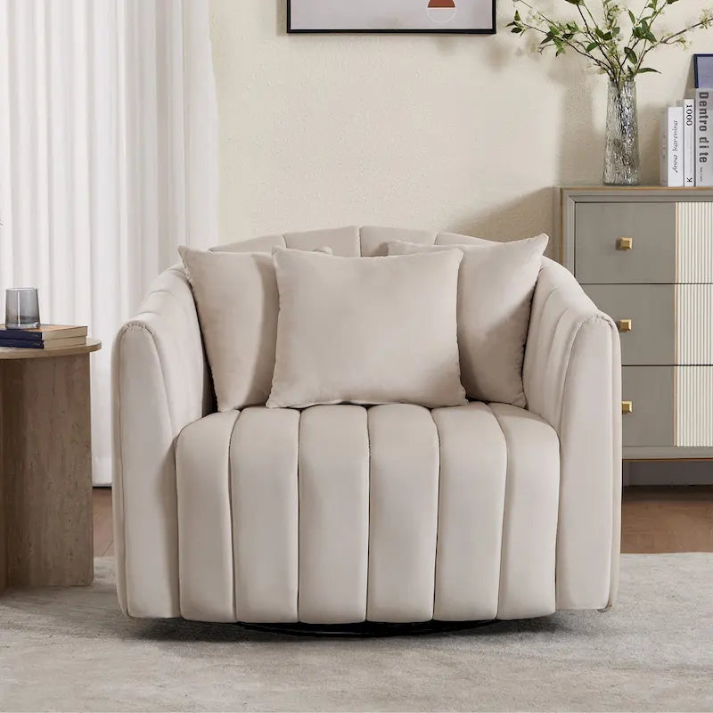 Lot de 2 fauteuils pivotants rembourrés 40,4 W, fauteuil pivotant simple et moderne avec oreillers