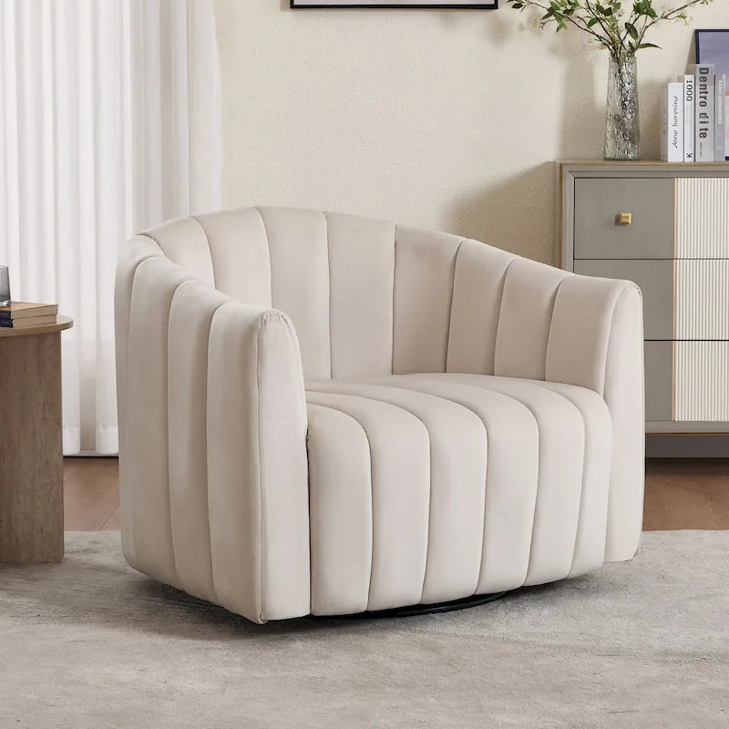 Lot de 2 fauteuils pivotants rembourrés 40,4 W, fauteuil pivotant simple et moderne avec oreillers