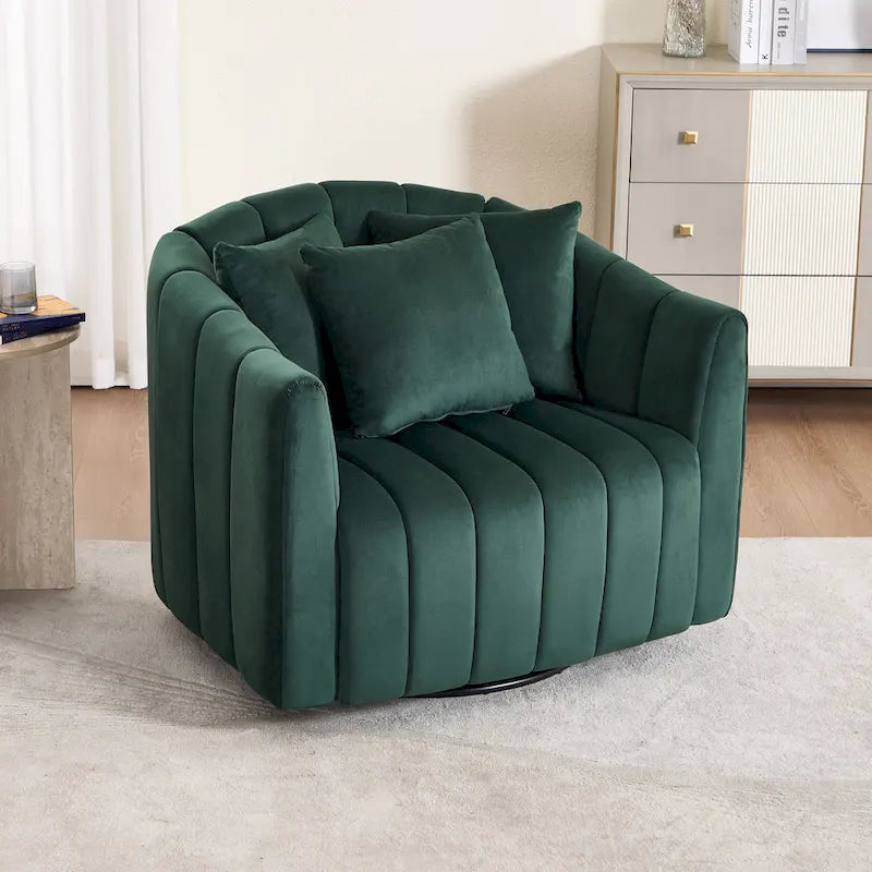 Lot de 2 fauteuils pivotants rembourrés 40,4 W, fauteuil pivotant simple et moderne avec oreillers