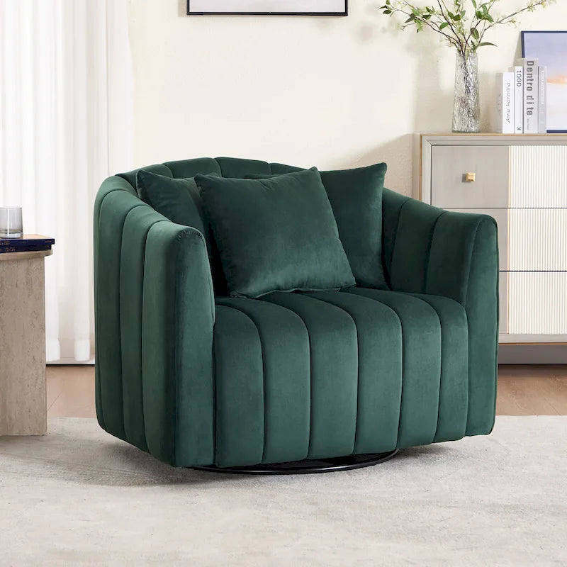 Lot de 2 fauteuils pivotants rembourrés 40,4 W, fauteuil pivotant simple et moderne avec oreillers