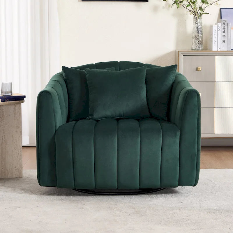 Lot de 2 fauteuils pivotants rembourrés 40,4 W, fauteuil pivotant simple et moderne avec oreillers