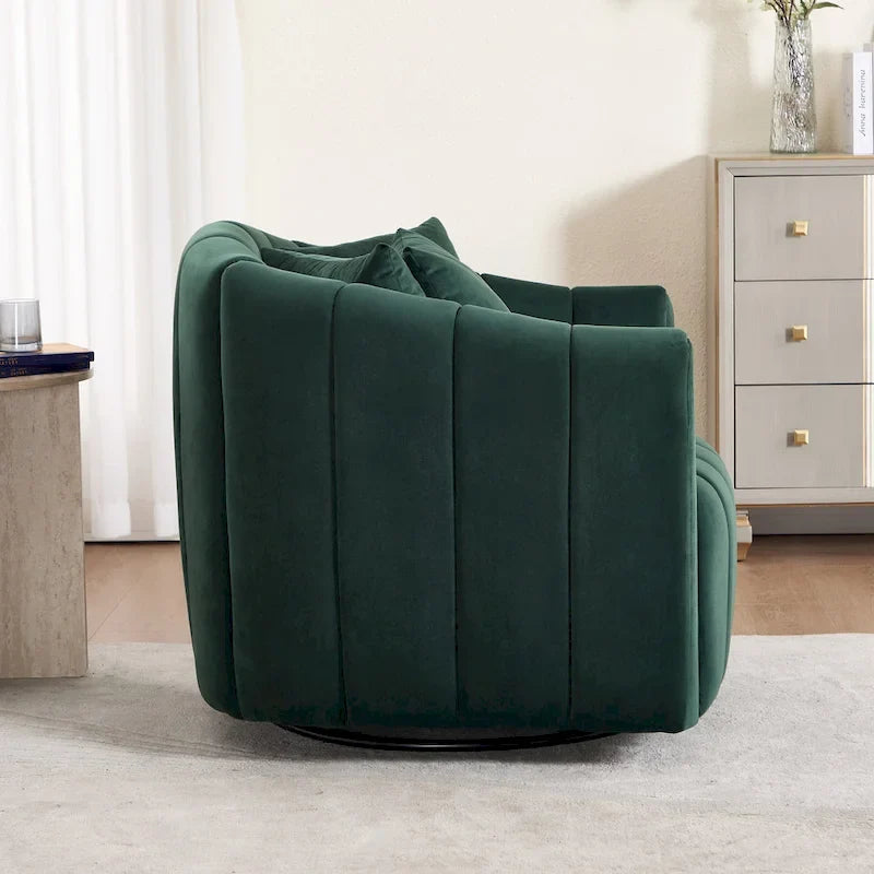 Lot de 2 fauteuils pivotants rembourrés 40,4 W, fauteuil pivotant simple et moderne avec oreillers